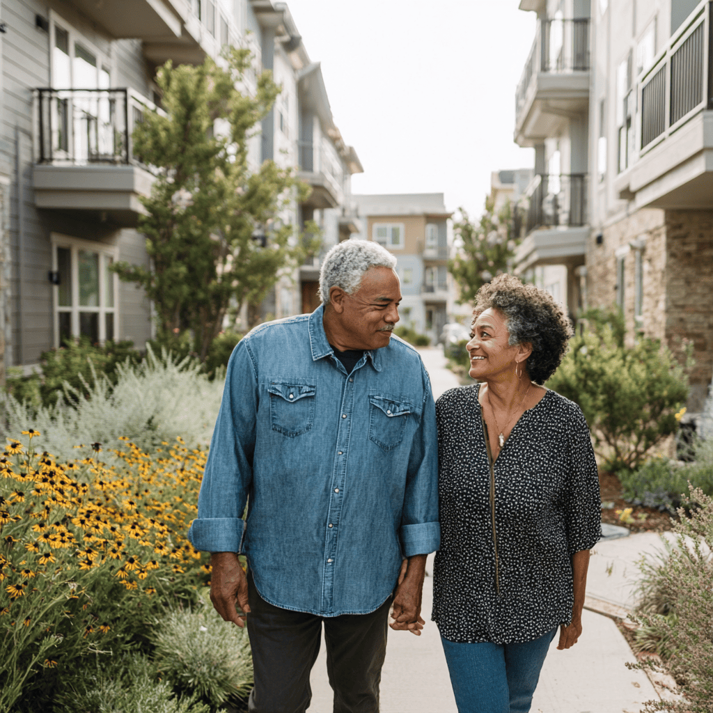 Elderly couple in community